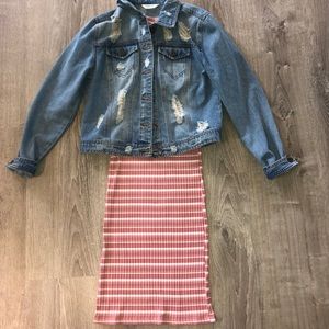 Midi tight dress and jean jacket